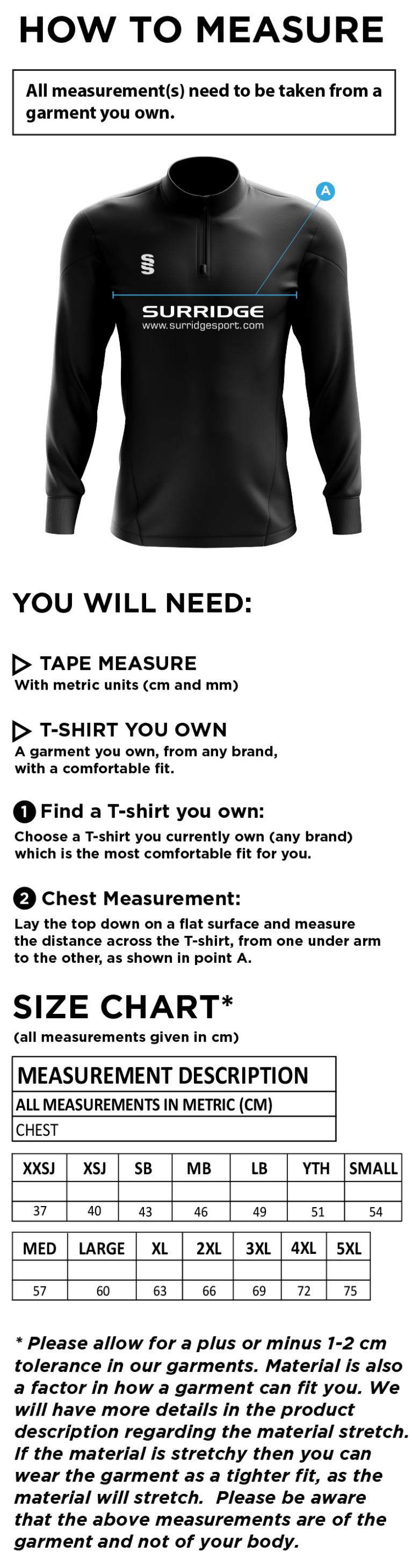Phoenix HC - Fuse Performance Top - Size Guide