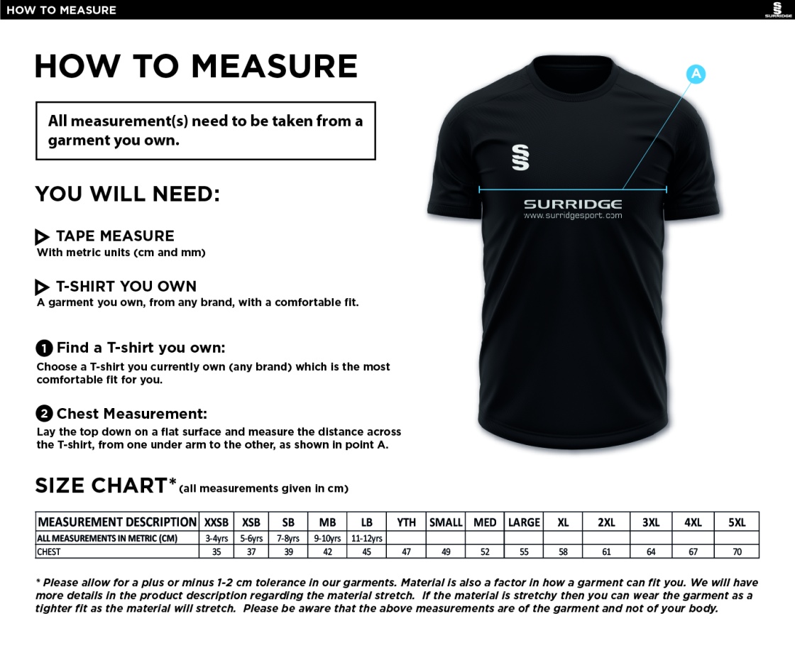 Phoenix HC - Blade Polo Shirt - Size Guide